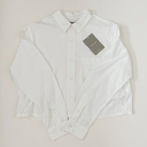 EVERLANE Women White Cotton Button Down Long Sleeve Shirt Size S